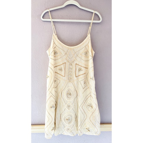 ZARA Embroidered Cowrie Shell Mesh Mini Dress Womens Mermaidcore Coastal - Picture 3 of 6